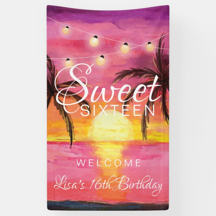 Tropical Beach Sweet 16 Party Banner Zazzle Com