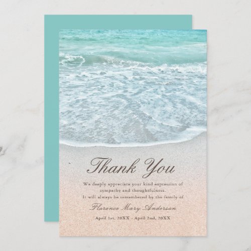 Tropical Beach Sympathy Memorial Thank You Card