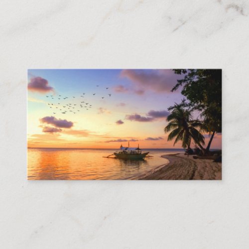 Tropical Beach Tahiti Island Sunset Business Card