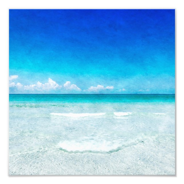 Tropical Beach - Teal Aqua Ocean Blue Florida Photo Print (Front)