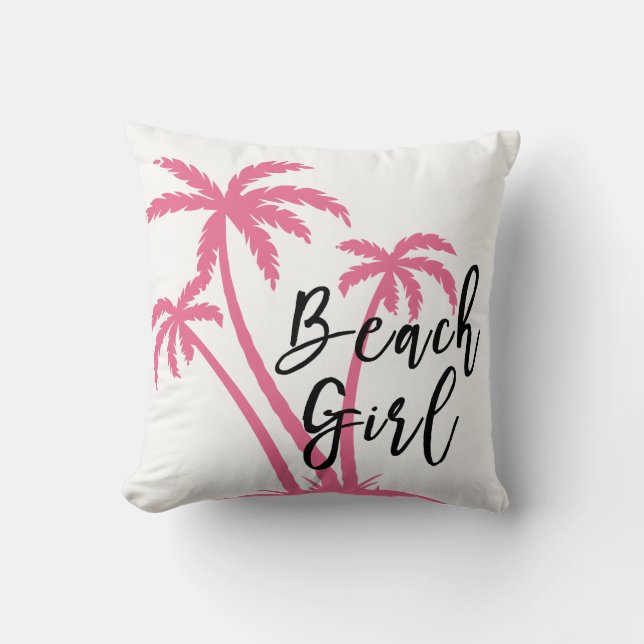 Tropical Beach Theme Girly Design Throw Pillow (Front)