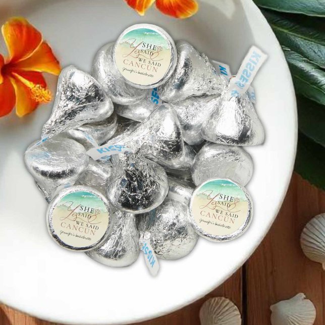 Tropical Beach Theme Rose Script Bachelorette Hershey®'s Kisses® (Creator Uploaded)