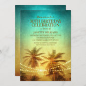 Tropical Beach Themed 30th Birthday Party Hawaiian Invitation (Front/Back)