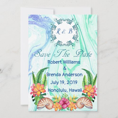 Tropical Beach Themed Save the Date Wedding