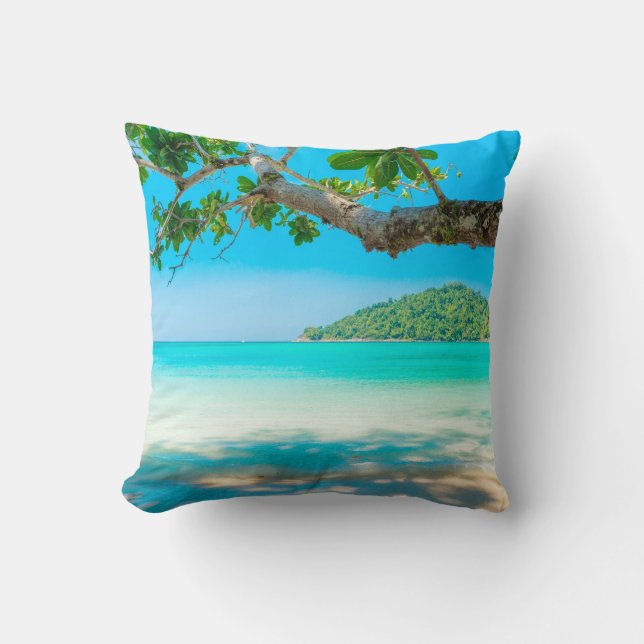 Tropical Beach Throw Pillow (Front)