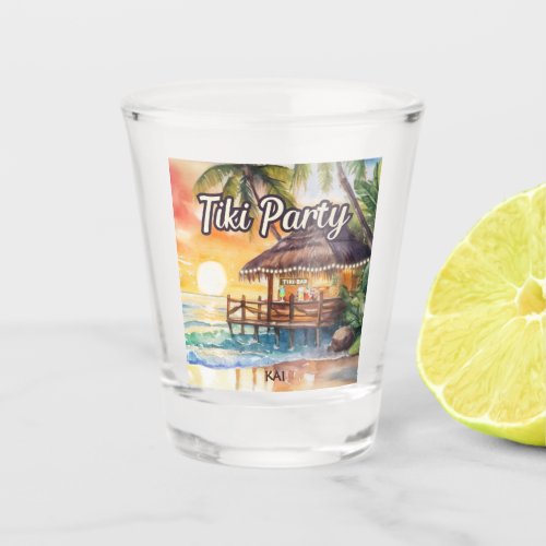 Tropical Beach Tiki Bar Party Shot Glass