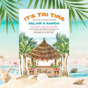 Tropical Beach Tiki Luau Couples Shower Invitation
