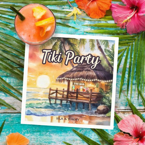 Tropical Beach Tiki Party Cocktail Napkins