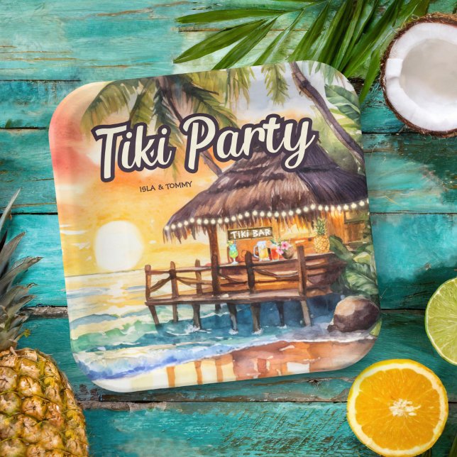 Tropical Beach Tiki Party Paper Plates (Creator Uploaded)