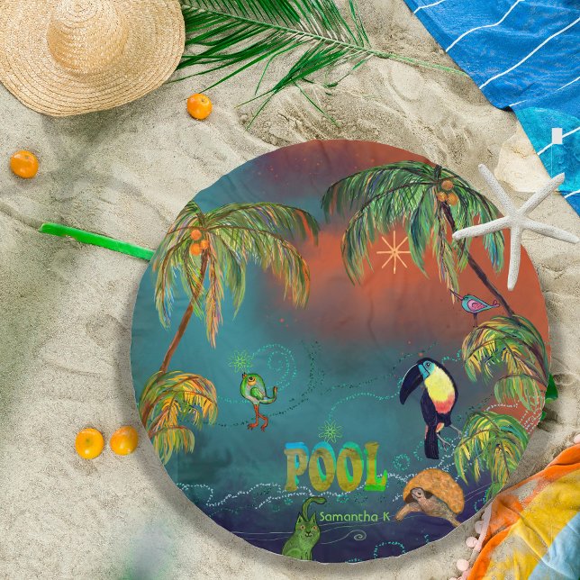 Tropical Beach Towel Palm Trees & Birds (Tropical Beach Towel Palm Trees & Birds Beach Towel)