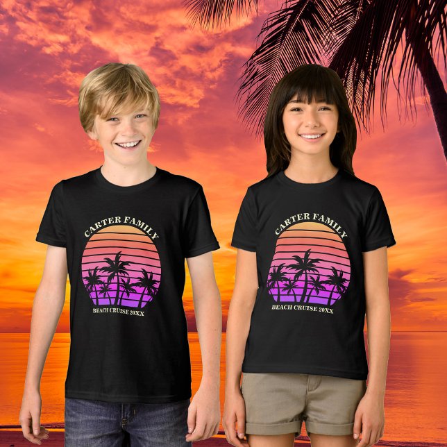 Tropical Beach Trip Custom Palm Tree Kids Tri-Blend Shirt (Creator Uploaded)