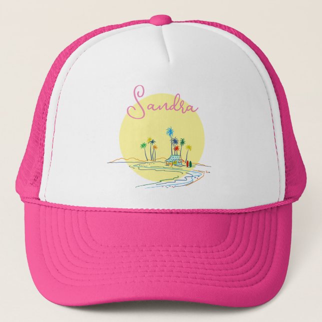 Tropical Beach Trucker Hat (Front)