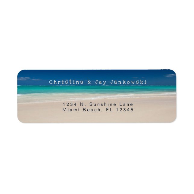 Tropical Beach Turquoise Ocean Label (Front)