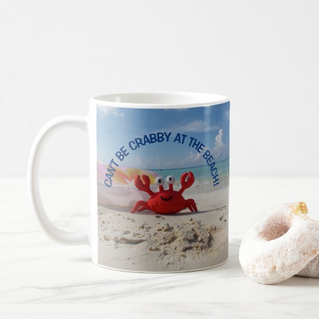 Tropical Beach Turquoise Water Red Crab White Sand Coffee Mug (With Donut)