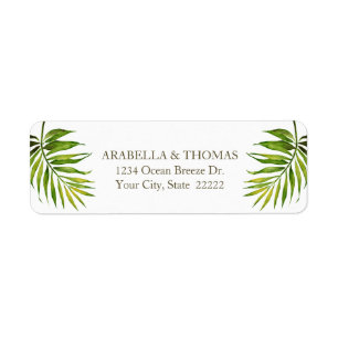 Tropical Beach Twilight Palm Leaf Return Address Label