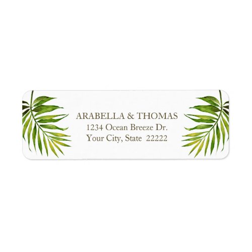 Tropical Beach Twilight  Palm Leaf Return Address Label