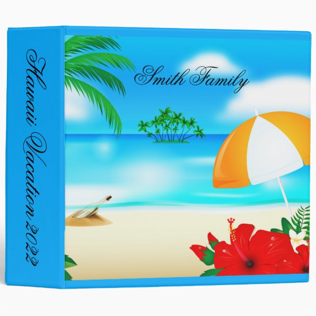 Tropical Beach Vacation 3 Ring Binder (Front/Spine)