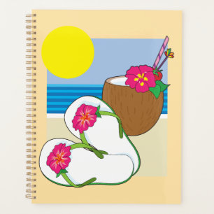 Tropical Beach Vacation Coconut Flowers Flip Flops Planner