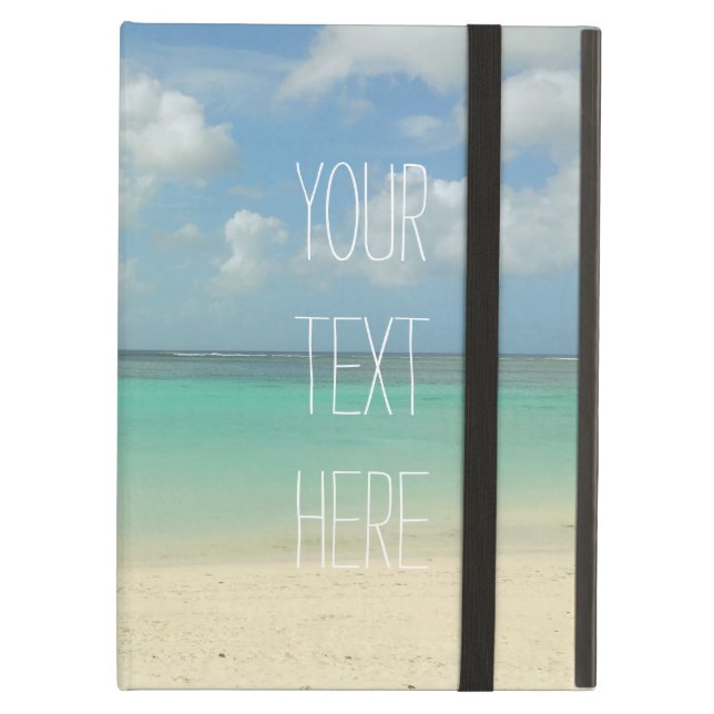 Tropical Beach Vacation Customizable Quote Cover For iPad Air (Front Closed)