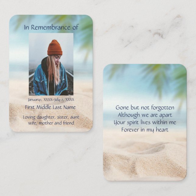 Tropical Beach Vacation Holiday Pocket Keepsake  Business Card (Front/Back)
