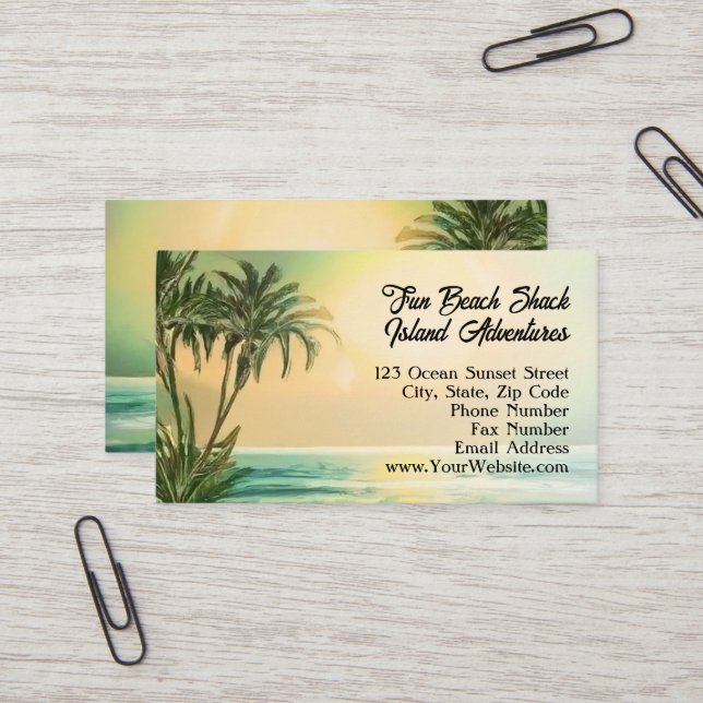 Tropical Beach Vacation Island Sun Travel Business Card (Front/Back In Situ)