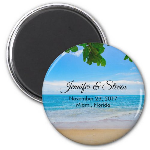 Tropical Beach Vacation Island Wedding Magnet