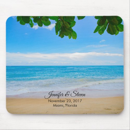 Tropical Beach Vacation Island Wedding Mouse Pad