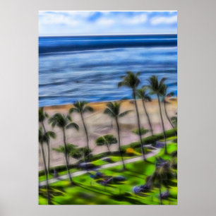 Tropical Beach Vacation Sun and Sand Maui Hawaii Poster