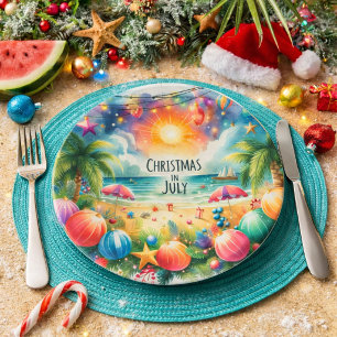 Tropical Beach Vibe Christmas In July  Paper Plates