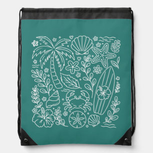 Tropical Beach Vibes Drawstring Bag