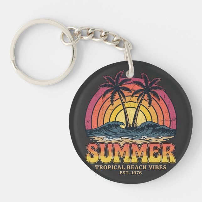 Tropical Beach Vibes - summer holiday vacation  Keychain (Front)