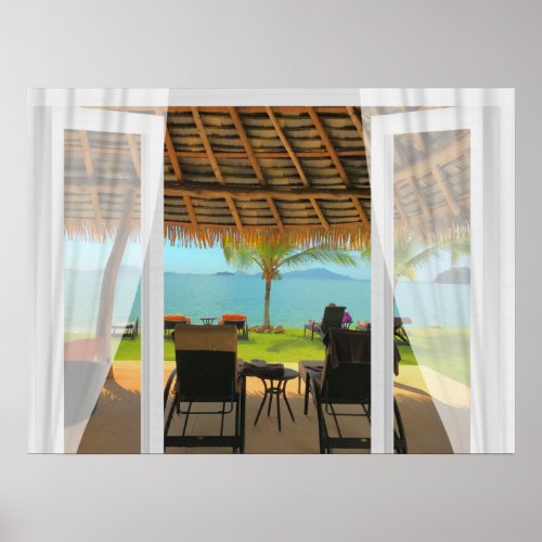 Tropical Beach View Through Your Window Poster