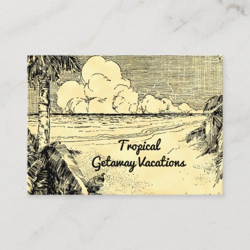 Tropical Beach Vintage Art Custom Business Card