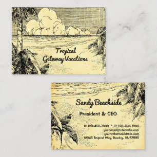 Tropical Beach Vintage Art Custom Business Card