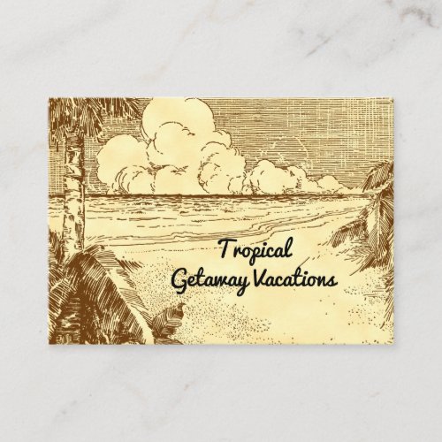 Tropical Beach Vintage Art Custom Business Card