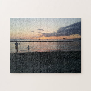 Tropical Beach Waikiki Oahu Hawaii Evening Sunset Jigsaw Puzzle