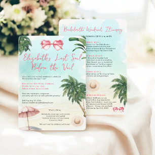 Tropical Beach Watercolor Bachelorette Weekend Invitation