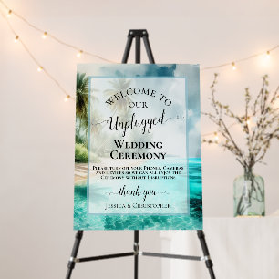 Tropical Beach Watercolor Unplugged Wedding Foam Board