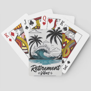 Tropical Beach Wave & Palm Tree Poker Cards