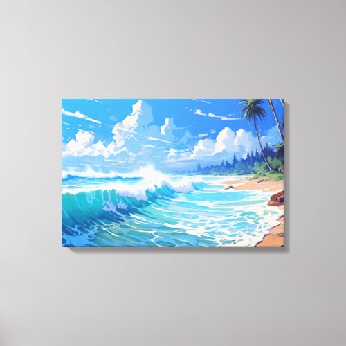 Tropical Beach Waves Exotic Destination Vacation Canvas Print