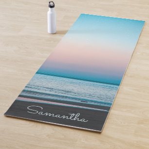 Tropical Beach Waves Modern Personalized Yoga Mat