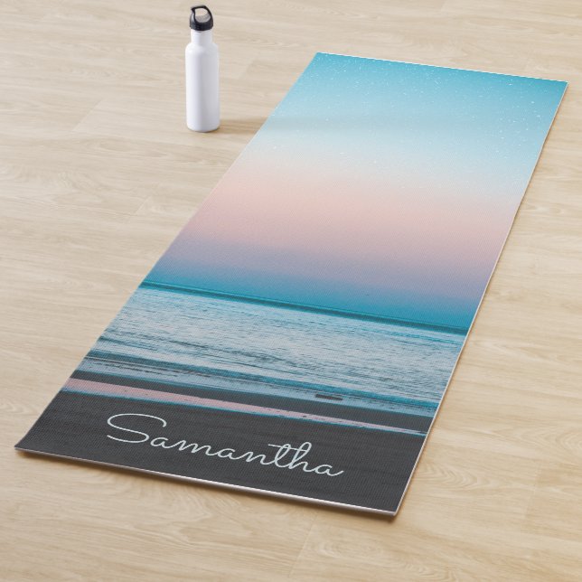 Tropical Beach Waves Modern Personalized  Yoga Mat (In Situ)