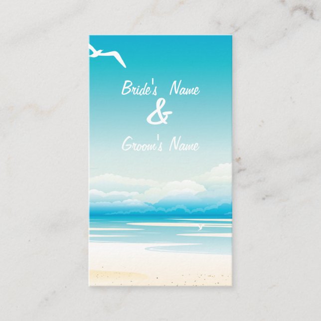 Tropical Beach Website Wedding Card (Front)