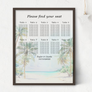 Tropical Beach Wedding 10 Tables Seating Chart