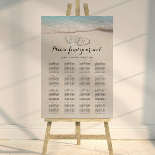 Tropical Beach Wedding 16 Table Seating Chart Foam Board