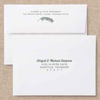 Tropical Beach Wedding Back Addressed Envelopes