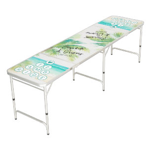 Tropical Beach Wedding Beer Pong Table