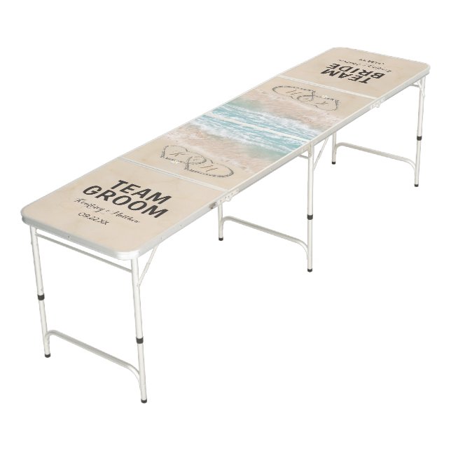 Tropical Beach Wedding Beer Pong Table (Angled)