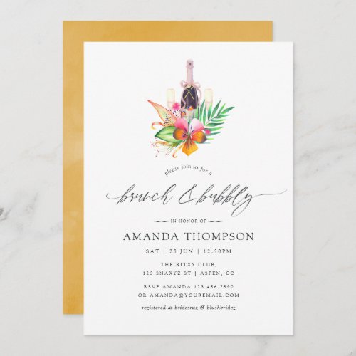 Tropical Beach Wedding Brunch and Bubbly Invitation