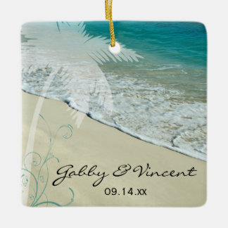 Tropical Beach Wedding Ceramic Ornament